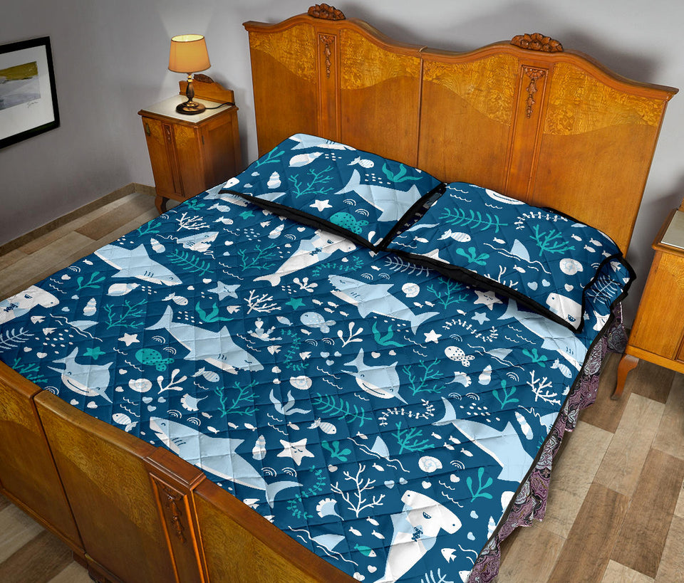 Cute shark pattern Quilt Bed Set