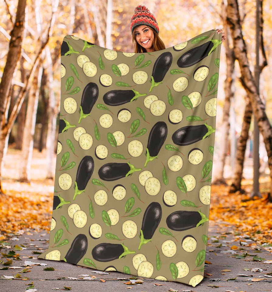 Eggplant Pattern Print Design 02 Premium Blanket