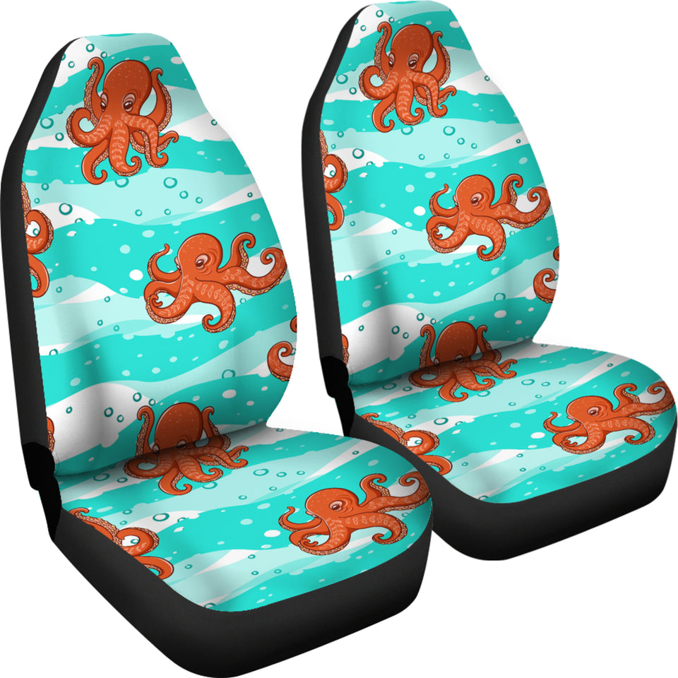 Octopuses Sea Wave Background Universal Fit Car Seat Covers