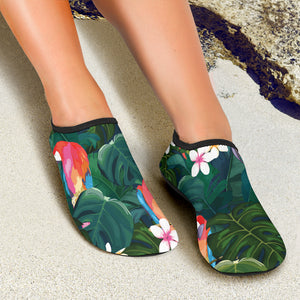 Parrot Palm Tree Leaves Flower Hibiscus Pattern Aqua Shoes