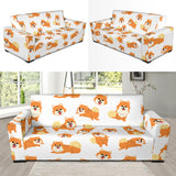 Brown Pomeranian Pattern Sofa Slipcover