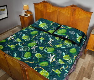 Lime ice flower pattern Quilt Bed Set