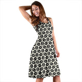 Coffee Bean Abstract Modern Pattern Sleeveless Midi Dress