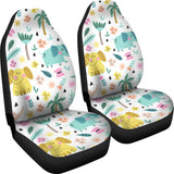 Cute Elephants Palm Tree Flower Butterfly Pattern Universal Fit Car Seat Covers