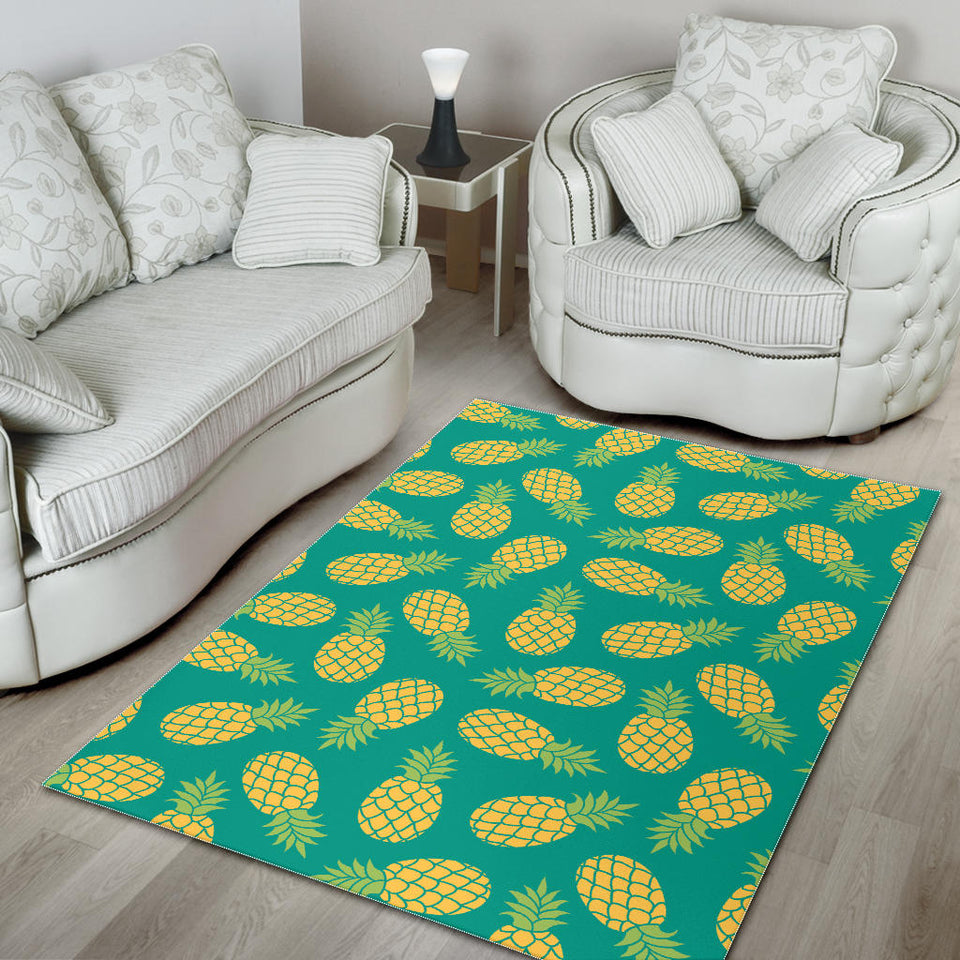 Pineapples Pattern Green Background Area Rug