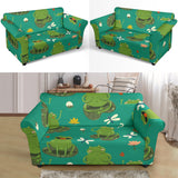 Cute Frog Dragonfly Design Pattern Loveseat Couch Slipcover