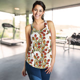 Red tulips and daffodils pattern Women Racerback Tank Top
