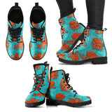 Octopus Turquoise Background Leather Boots