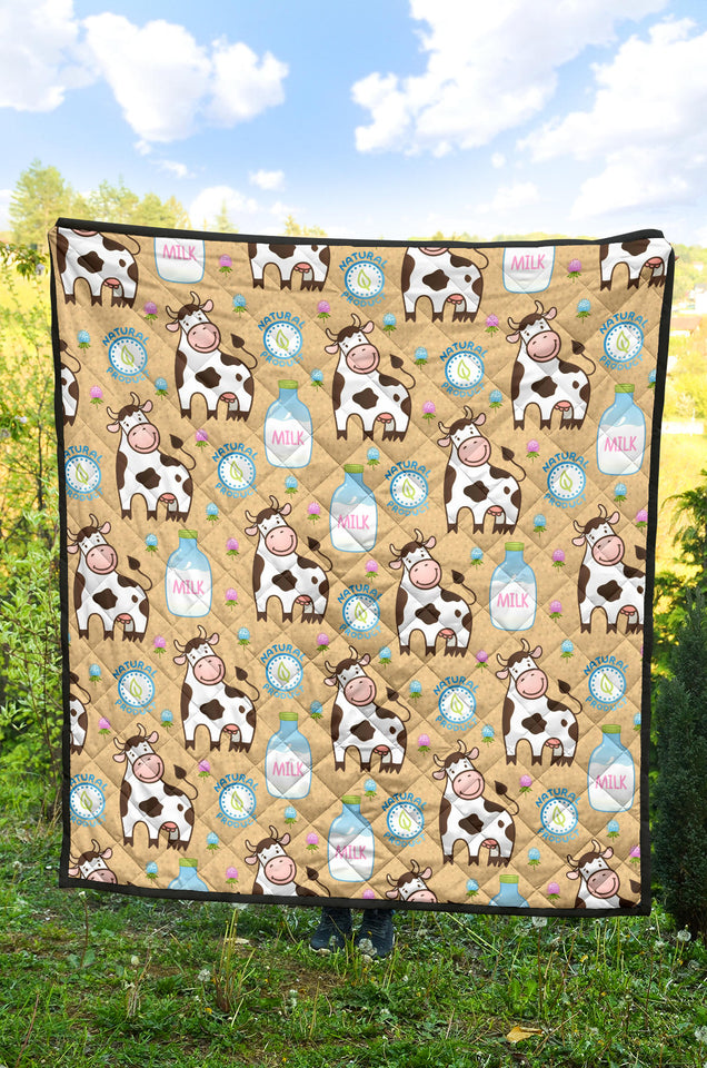 Cow Bottle Of Milk Pattern Premium Quilt