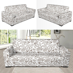 Cocoa Beans Leaves Pattern Sofa Slipcover