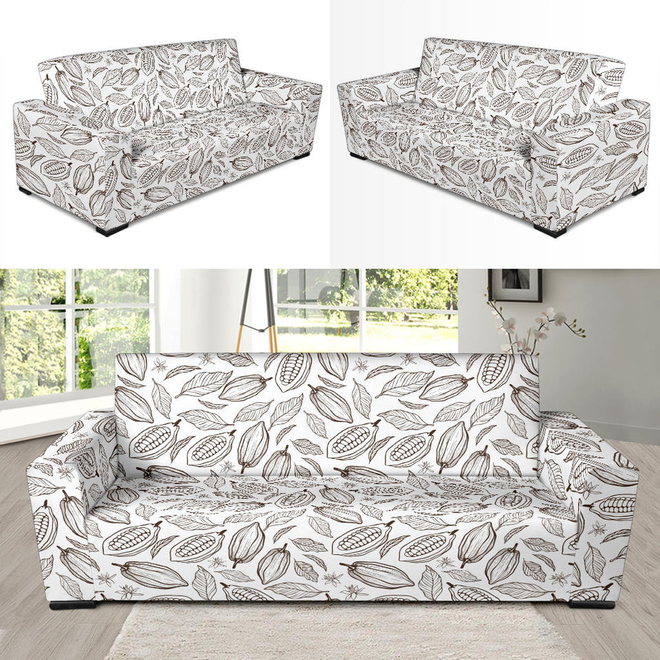 Cocoa Beans Leaves Pattern Sofa Slipcover
