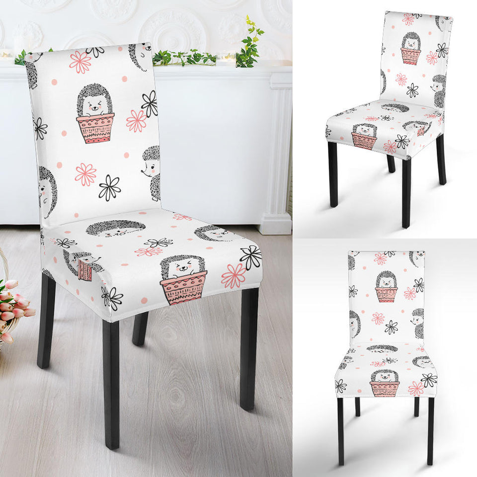 Hedgehog Pattern Print Design 02 Dining Chair Slipcover