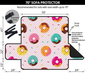 Donut pattern glaze pink background Sofa Cover Protector