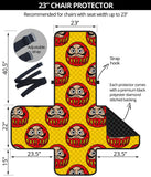 Daruma japanese wooden doll yellow background Chair Cover Protector