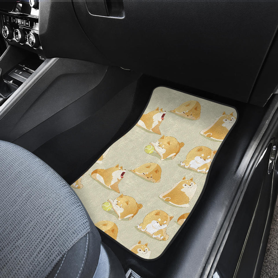 Cute Fat Shiba Inu Dog Pattern Front And Back Car Mats
