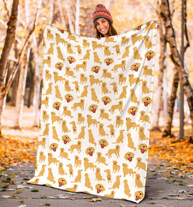 Golden Retriever Pattern Print Design 05 Premium Blanket
