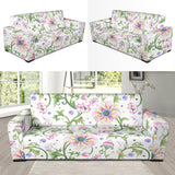 Beautiful Pink Lotus Waterlily Leaves Pattern Sofa Slipcover