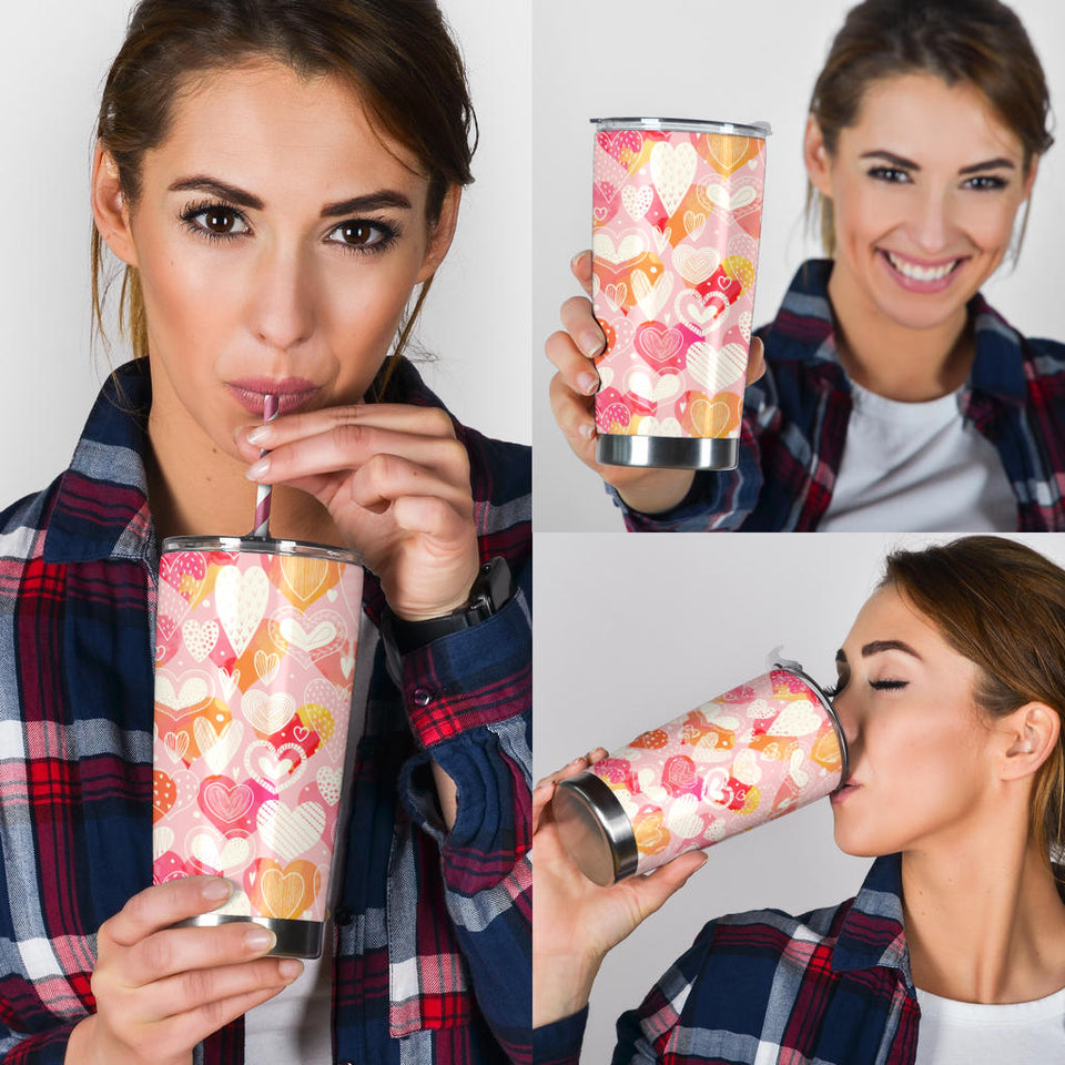 Hand Drawn Heart Design Pattern Tumbler