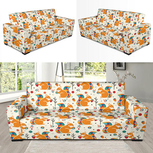 Squirrel Pattern Print Design 04  Sofa Slipcover