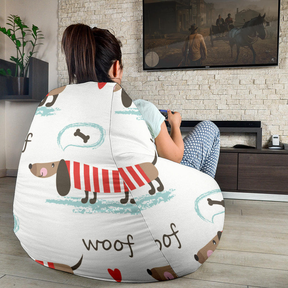 Cute Dachshund Bone Pattern Bean Bag Cover