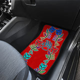 Floral Generations Red With Bearpaw Front Car Mats (Set Of 2)