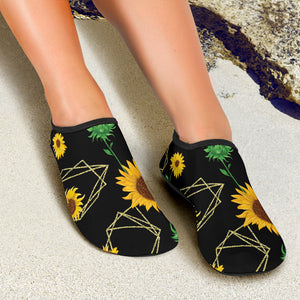 Sunflower Golden Polygonal Shapes Aqua Shoes