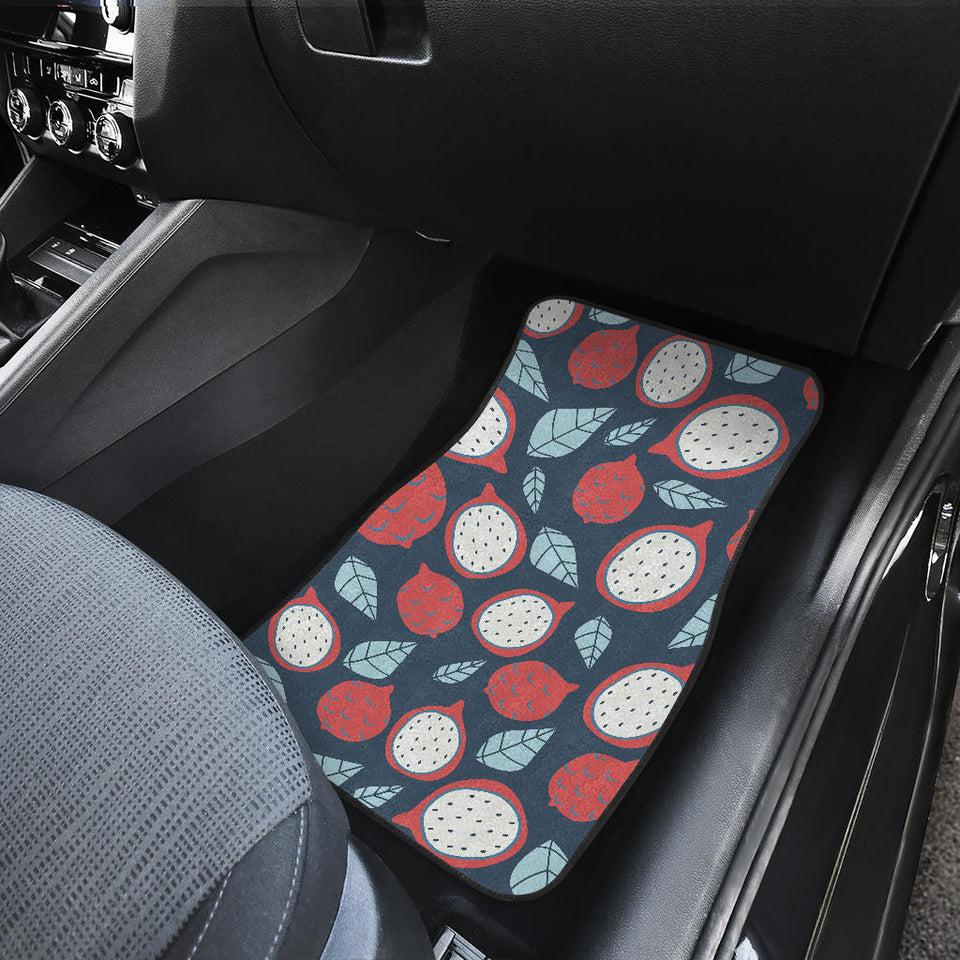 Dragon Fruits Dark Blue Background Front And Back Car Mats