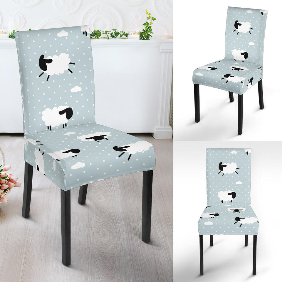 Sheep Polka Dot Cloud Pattern Dining Chair Slipcover