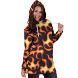 Fire Flame Dark Pattern Women'S Hoodie Dress