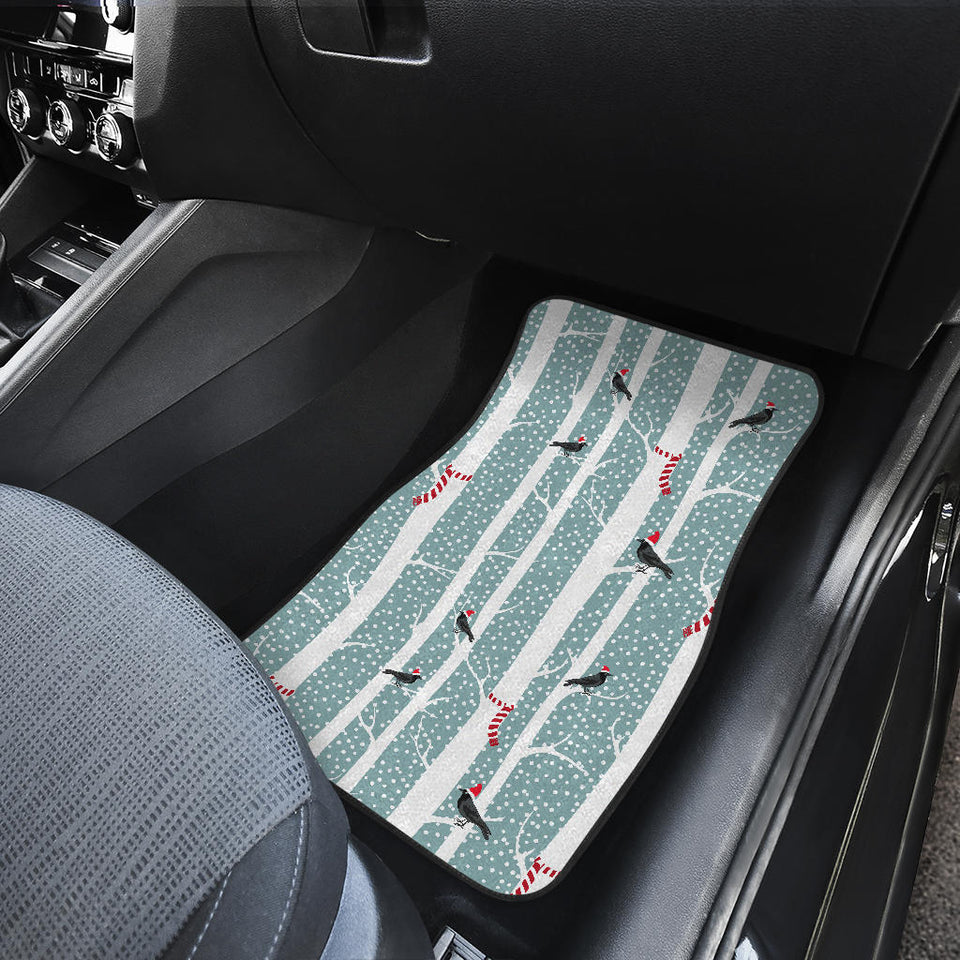 Crows Christmas Hat Scarf Front Car Mats