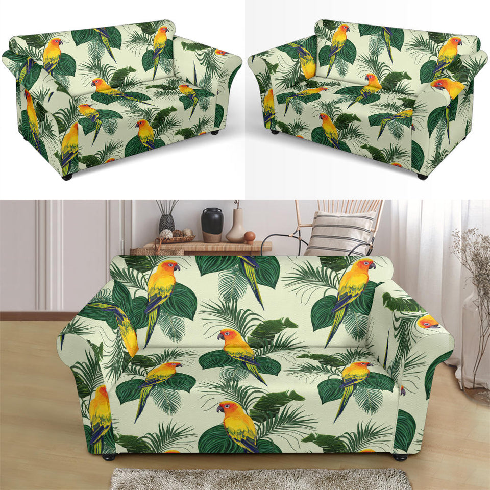 Beautiful Parrot Palm Leaves Pattern Loveseat Couch Slipcover