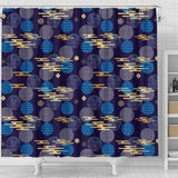 Blue Japanese Pattern Cloud Wave Flower Shower Curtain Fulfilled In US