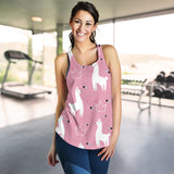 Llama Alpaca pink background Women Racerback Tank Top