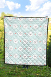 White Cute Pomeranian Pattern Premium Quilt