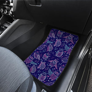 Cute Owls Pattern Boho Style Ornament Front Car Mats