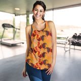 red rooster chicken cock pattern Women Racerback Tank Top