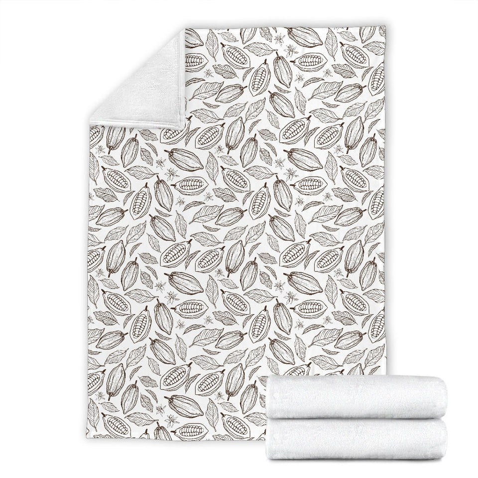 Cocoa Beans Leaves Pattern Premium Blanket