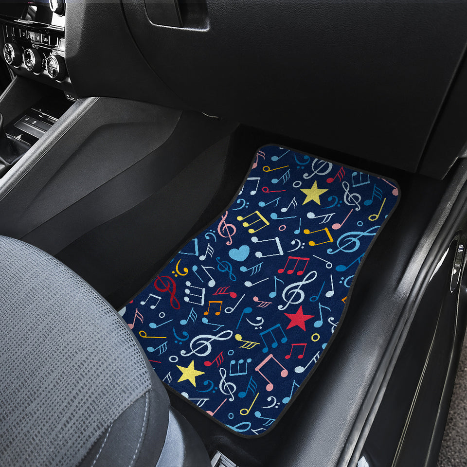 Music Notes Pattern Print Design 03 Front and Back Car Mats