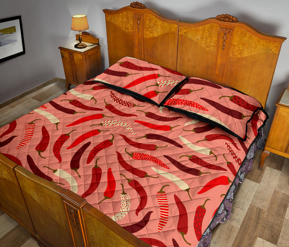 Beautiful Chili peppers pattern Quilt Bed Set