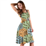 Dice Pattern Print Design 05 Sleeveless Midi Dress