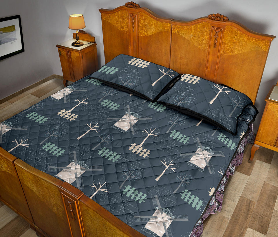 windmill tree pattern Quilt Bed Set
