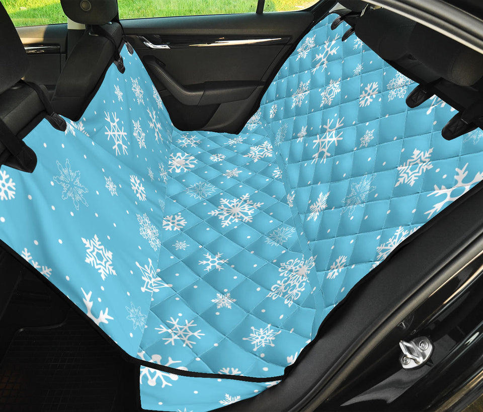 Snowflake Pattern Blue Background Dog Car Seat Covers