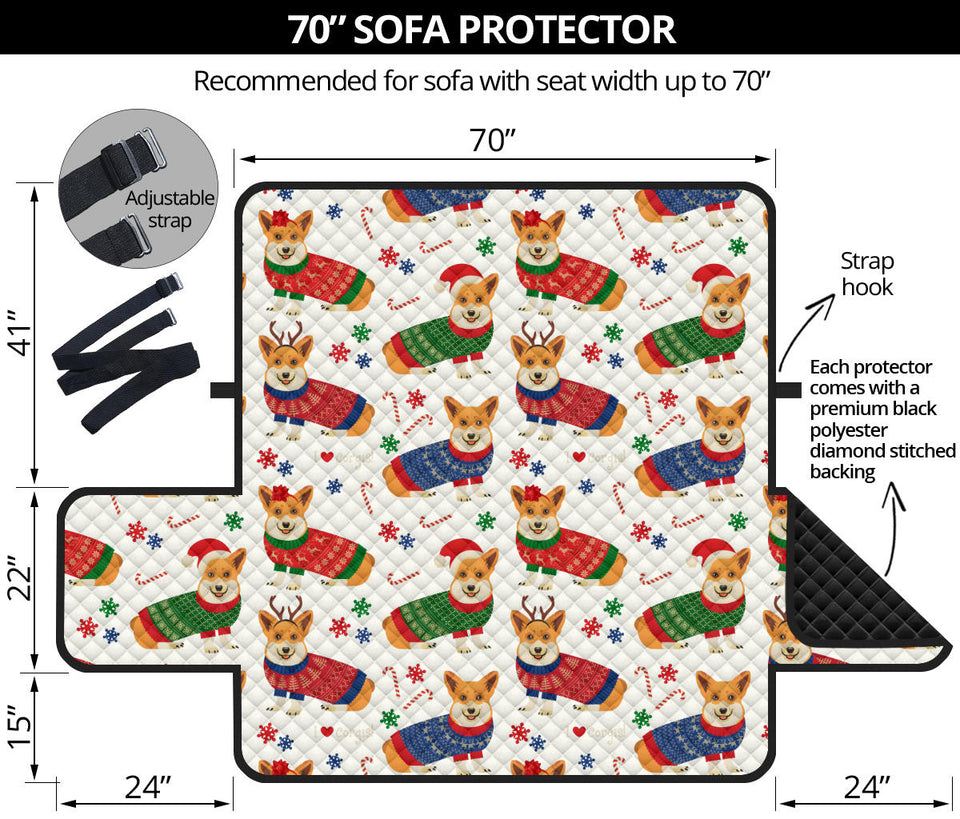 Corgi Christmas Pattern Sofa Cover Protector