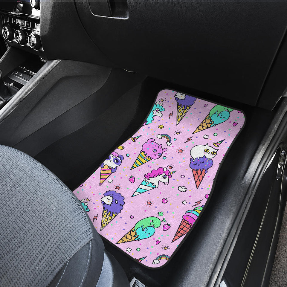 Cute Ice Cream Cone Animal Pattern Front And Back Car Mats