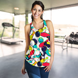 watercolor bowling ball pins Women Racerback Tank Top