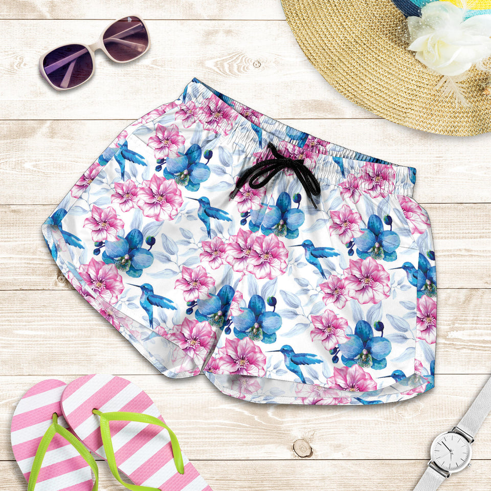 Hummingbird Pattern Print Design 02 Women Shorts