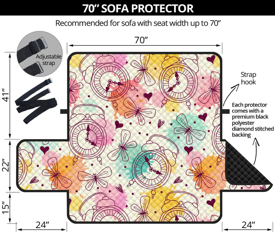Clock butterfly pattern Sofa Cover Protector