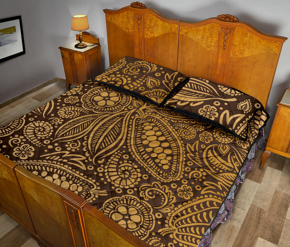 cocoa beans tribal polynesian pattern background Quilt Bed Set