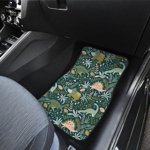 Dinosaurs Tropical Leaves Flower Pattern Front Car Mats