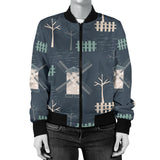 Windmill Tree Pattern Women'S Bomber Jacket